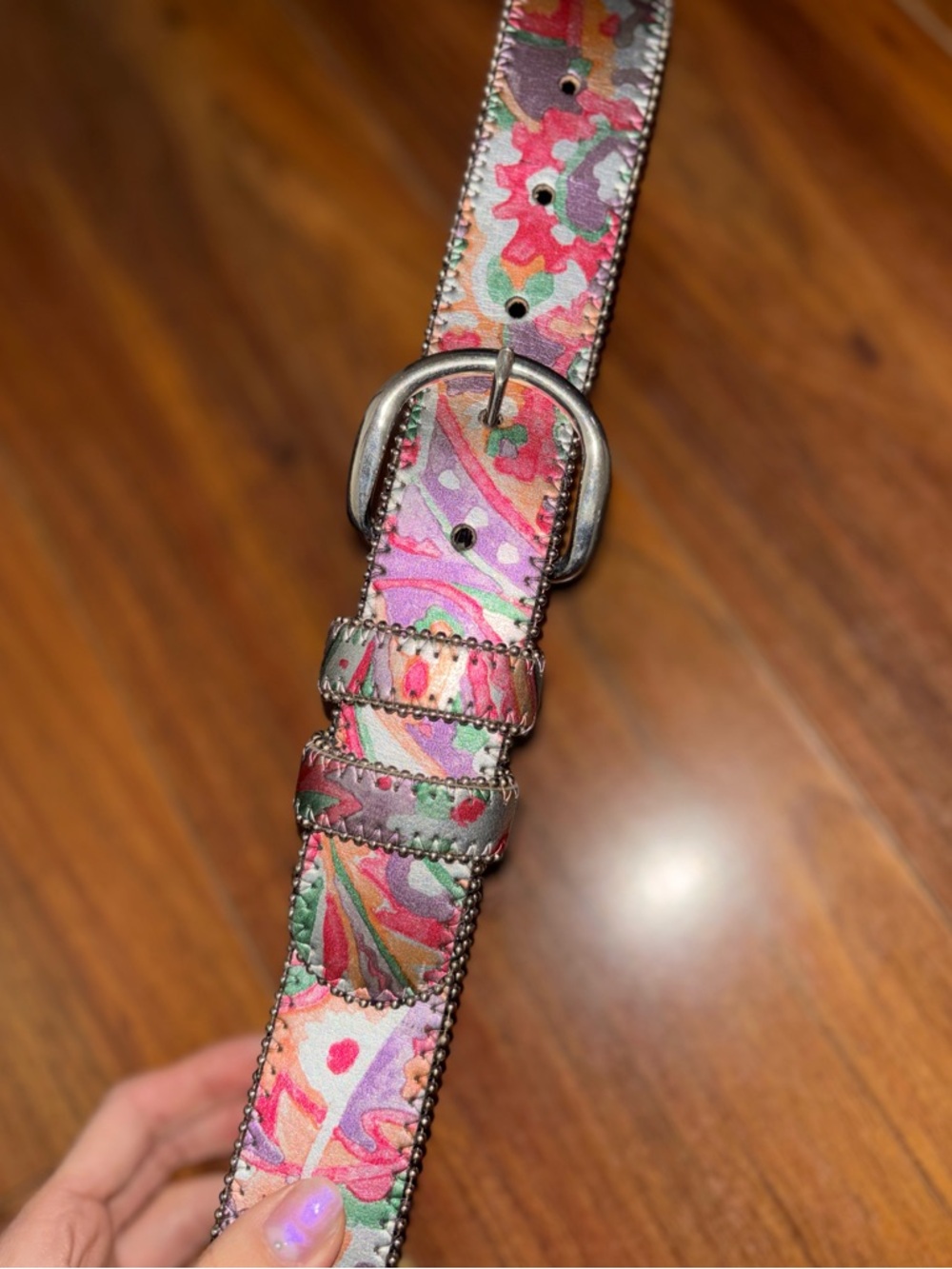 Multicolor Pattern Leather Belt - Picture 3 of 4